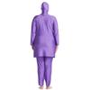 Plus Size Muslim Swimsuits for Women Modest Islamic Swimwear Burkini Full Cover Hijab Striped Long Sleeve Muslim Dress Top Pants Cap 3PCS Set Sun Protection Rash Guard Bathing Suit Purple - Zipper 2XL view 4