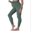 POSHDIVAH Women's Maternity Leggings Over The Belly Pregnancy Yoga Pants Active Wear Workout Leggings Crab Green Small view 3