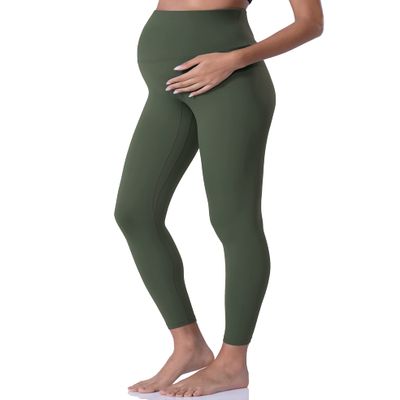 POSHDIVAH Maternity Leggings for Women Pregnancy Pants Army Green Medium