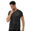 Daenrui Mens Satin Sleep Shirt Pajamas Short Sleeve Silk V-Neck Casual T-Shirt Tee Blouse Nightwear Black Large view 4