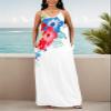 SheKiss Womens Plus Size Summer Floral Maxi Boho Dress Sleeveless Beach Colorful Sundress with Pockets White view 3