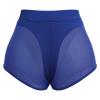 Women's High Waist Mesh Tulle Spliced Activewear Yoga Shorts Belly Dancewear Bottoms Rave Booty Shorts Mini Hot Pants Stage Nightclub Clubwear Navy Blue Medium view 3