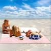 Beach Blanket Pink White Stripes Sandproof Waterproof Beach Mat Modern Geometry Mat Quick Drying Beach Essentials for Vacation Lightweight Picnic Blanket with 4 Stakes & Corner Pockets 108"x84" view 2
