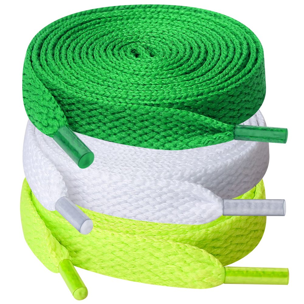 UpUGo 3 Pair Flat Shoe laces, 5/16" Wide Shoelaces for Athletic Running Sneakers Shoes Boot Strings