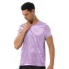 Daenrui Mens Satin Sleep Shirt Pajamas Short Sleeve Silk V-Neck Casual T-Shirt Tee Blouse Nightwear Purple Large view 4