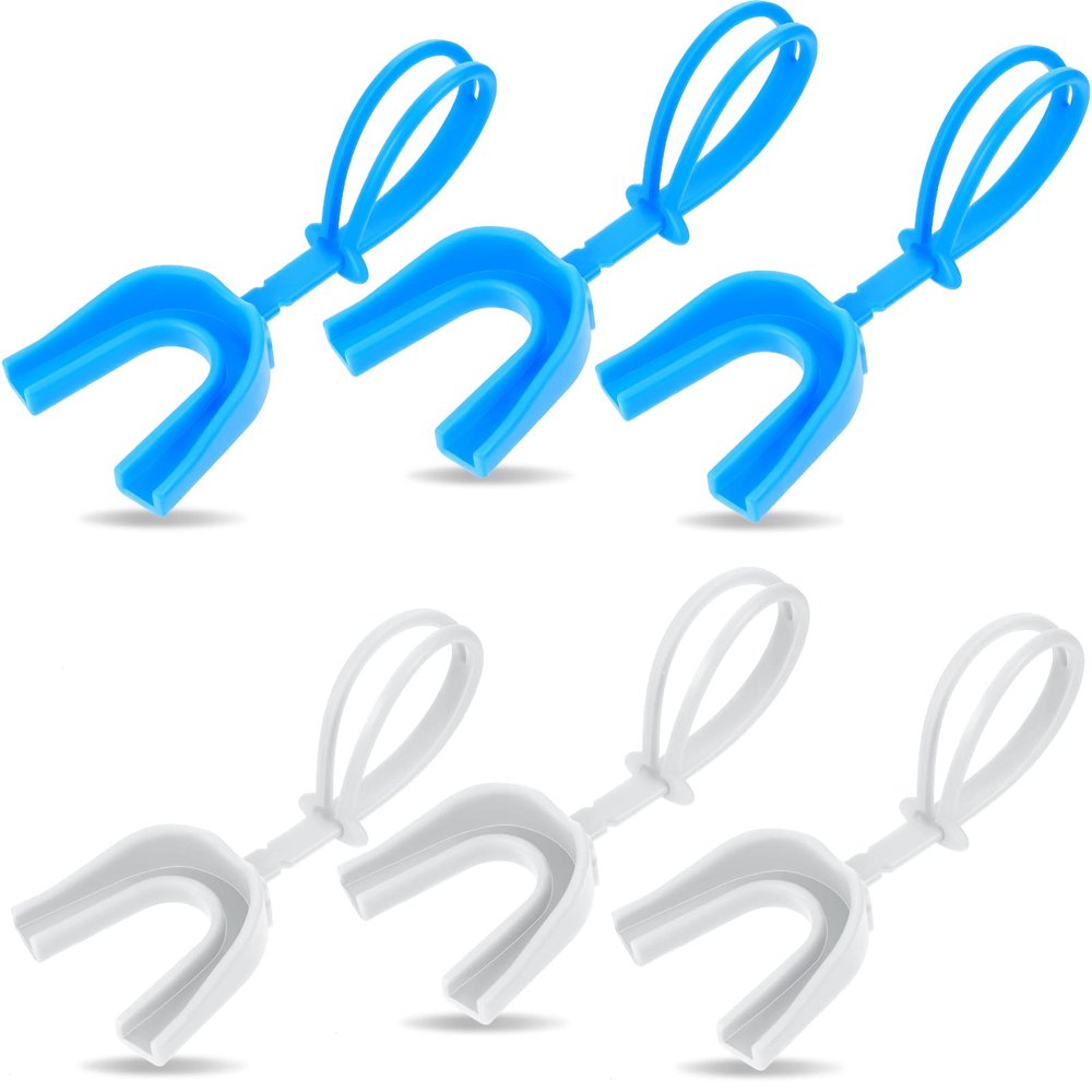 TOODOO 6 Pcs Strapped Mouth Guard Sports Mouthguard with Strap No Boil Football Boxing Mouthpiece Adult Youth Braces Soft Mouthguard for Lacrosse Basketball Hockey Wrestling(Simple Colors,Adults)