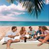 Beach Blanket Brown Stripes Geometry Sandproof Waterproof Beach Mat Modern White Minimalist Sand Free Mat Quick Drying Beach Essentials for Vacation Lightweight with 4 Stakes & Corner Pockets 95"x80" view 3
