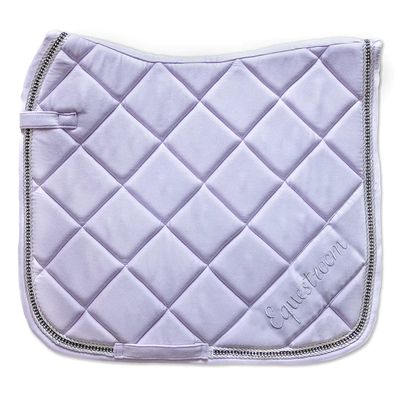 Equestroom Suede Frosted Lilac English Saddle Pad with Silver Piping | Jump Shape Saddle Pad | Dressage Shape Saddle Pad | Matte Lilac Saddle Pad for Horseback Riding Dressage Full