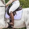 Equestroom Suede Frosted Lilac English Saddle Pad with Silver Piping | Jump Shape Saddle Pad | Dressage Shape Saddle Pad | Matte Lilac Saddle Pad for Horseback Riding Dressage Full view 2