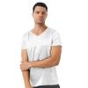 Daenrui Mens Satin Sleep Shirt Pajamas Short Sleeve Silk V-Neck Casual T-Shirt Tee Blouse Nightwear White Large view 2