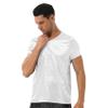 Daenrui Mens Satin Sleep Shirt Pajamas Short Sleeve Silk V-Neck Casual T-Shirt Tee Blouse Nightwear White Large view 4