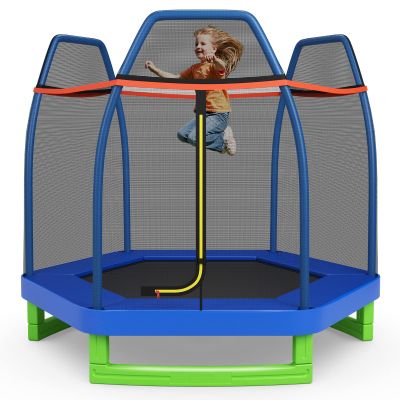 Giantex 7FT 84 Kids Trampoline for Toddlers with Enclosure Net, ASTM Approval & Widened Base for Indoor Outdoor