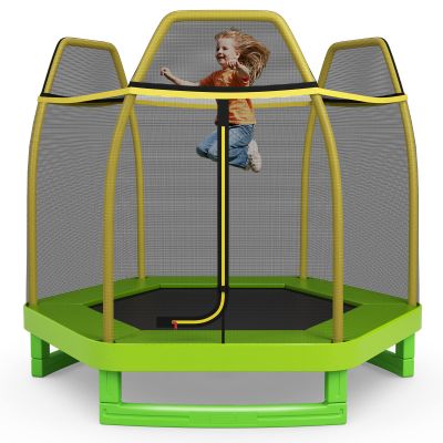 Giantex 7FT Trampoline for Kids, 84" Toddler Kids Trampoline Indoor Outdoor with Enclosure Net, Widened Base, ASTM Approval