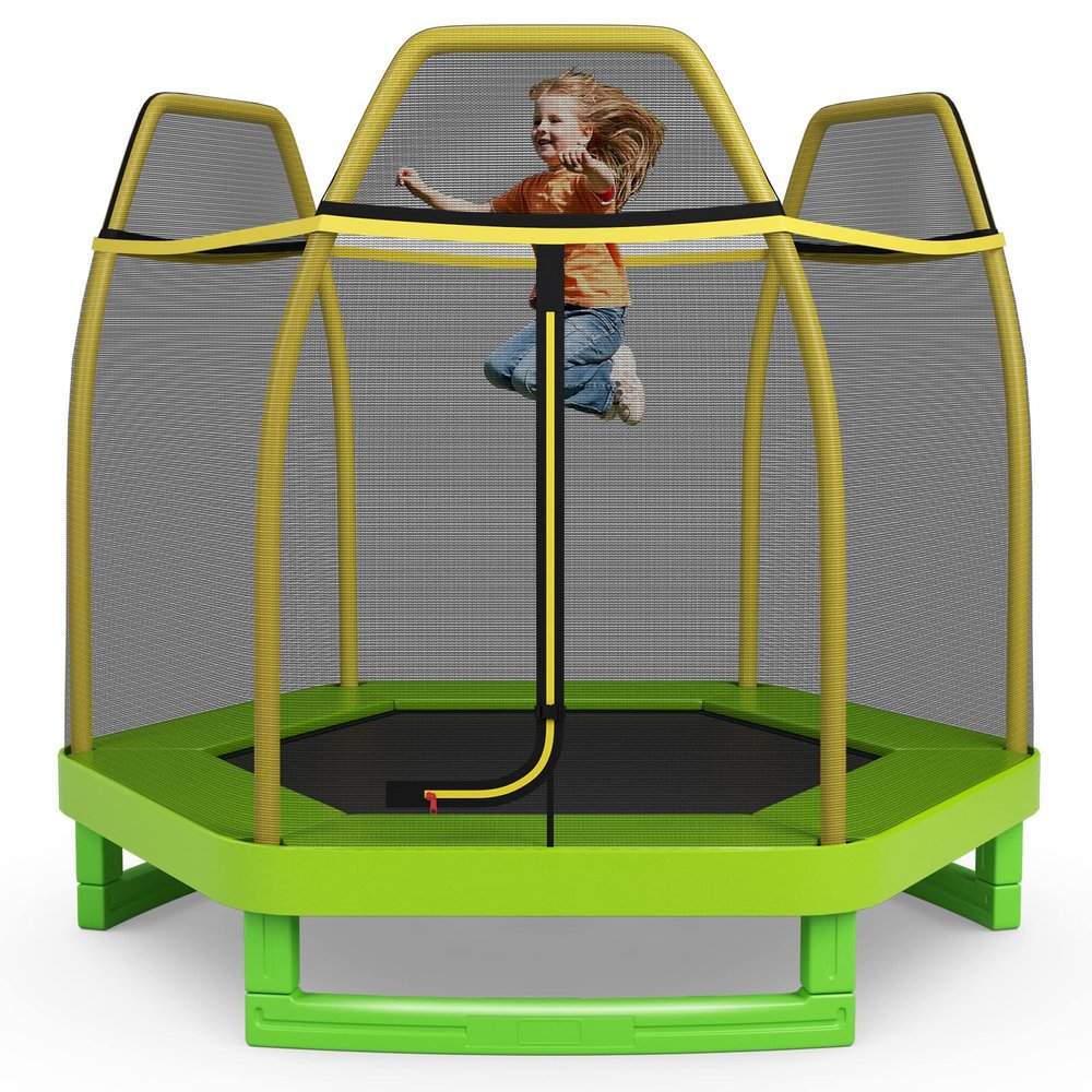 Giantex 7FT Trampoline for Kids, 84" Toddler Kids Trampoline Indoor Outdoor with Enclosure Net, Widened Base, ASTM Approval