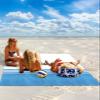 Beach Blanket Blue White Stripes Geometry Sandproof Waterproof Beach Mat Modern Minimalist Sand Free Mat Quick Drying Beach Essentials for Vacation Lightweight with 4 Stakes & Corner Pockets 95"x80" view 2