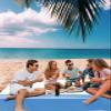 Beach Blanket Blue White Stripes Geometry Sandproof Waterproof Beach Mat Modern Minimalist Sand Free Mat Quick Drying Beach Essentials for Vacation Lightweight with 4 Stakes & Corner Pockets 95"x80" view 3