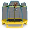 Giantex 7FT Square Trampoline for Kids with Enclosure Net, 84'' Kids Trampoline for Toddlers, ASTM Approved, Blue/Yellow view 1