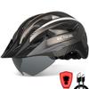 VICTGOAL Bike Helmet with USB Rechargeable Rear Light Detachable Magnetic Goggles Removable Sun Visor Mountain & Road Bicycle Helmets for Men Women Adult Cycling Helmets (XL: 59-63 cm, Ti) view 1