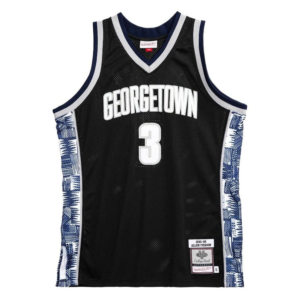 Allen Iverson Georgetown Hoyas 1995-96 College Vault Swingman Black Alternate Jersey (US, Alpha, Medium, Regular, Regular, Black)