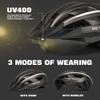 VICTGOAL Bike Helmet with USB Rechargeable Rear Light Detachable Magnetic Goggles Removable Sun Visor Mountain & Road Bicycle Helmets for Men Women Adult Cycling Helmets (M: 54-58 cm, Ti) view 2