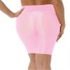 Daenrui Woman's Bodycon Short Skirt Mesh Sheer Lace Trim Mini Pencil Wrap Skirt Tube Dress Clubwear Pink One Size view 2
