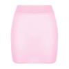 Daenrui Woman's Bodycon Short Skirt Mesh Sheer Lace Trim Mini Pencil Wrap Skirt Tube Dress Clubwear Pink One Size view 3