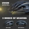 VICTGOAL Bike Helmet with USB Rechargeable Rear Light Detachable Magnetic Goggles Removable Sun Visor Mountain & Road Bicycle Helmets for Men Women Adult Cycling Helmets (XL: 59-63 cm, Navy Blue) view 2