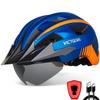 VICTGOAL Bike Helmet with USB Rechargeable Rear Light Detachable Magnetic Goggles Removable Sun Visor Mountain & Road Bicycle Helmets for Men Women Adult Cycling Helmets (M: 54-58 cm, Blue) view 1