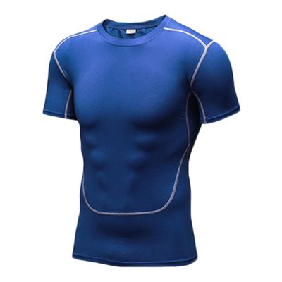 dPois Mens UV Rash Vest UPF50+ Sun Protection Rash Guard Sun Shirts Swimming Tops Active Athletic T-Shirts Blue 3X-Large