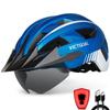 VICTGOAL Bike Helmet with USB Rechargeable Rear Light Detachable Magnetic Goggles Removable Sun Visor Mountain & Road Bicycle Helmets for Men Women Adult Cycling Helmets (XL: 59-63 cm, Metal Blue) view 1