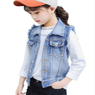 NABER Kids Girls' Fashion Sleeveless Outerwear Denim Jacket Vest Age 4-14 Years(Blue2,5-6 Years)