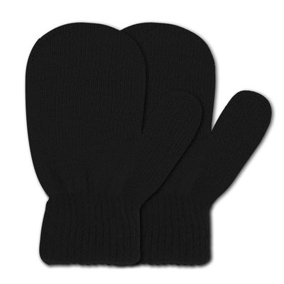 UTTPLL Toddler Magic Stretch Gloves Mittens Multicolor Soft Knitted Gloves Warm Kids Knit Thick Cold Mittens for Boys and Girls Black One Size