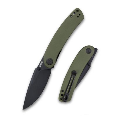 KUBEY Momentum KU344G Everyday Carry Pocket Knife, 3.43-Inch Drop Point Blade G10 Handles with Dual Thumb Studs and Reversible Clip for Outdoor Hunting Camping