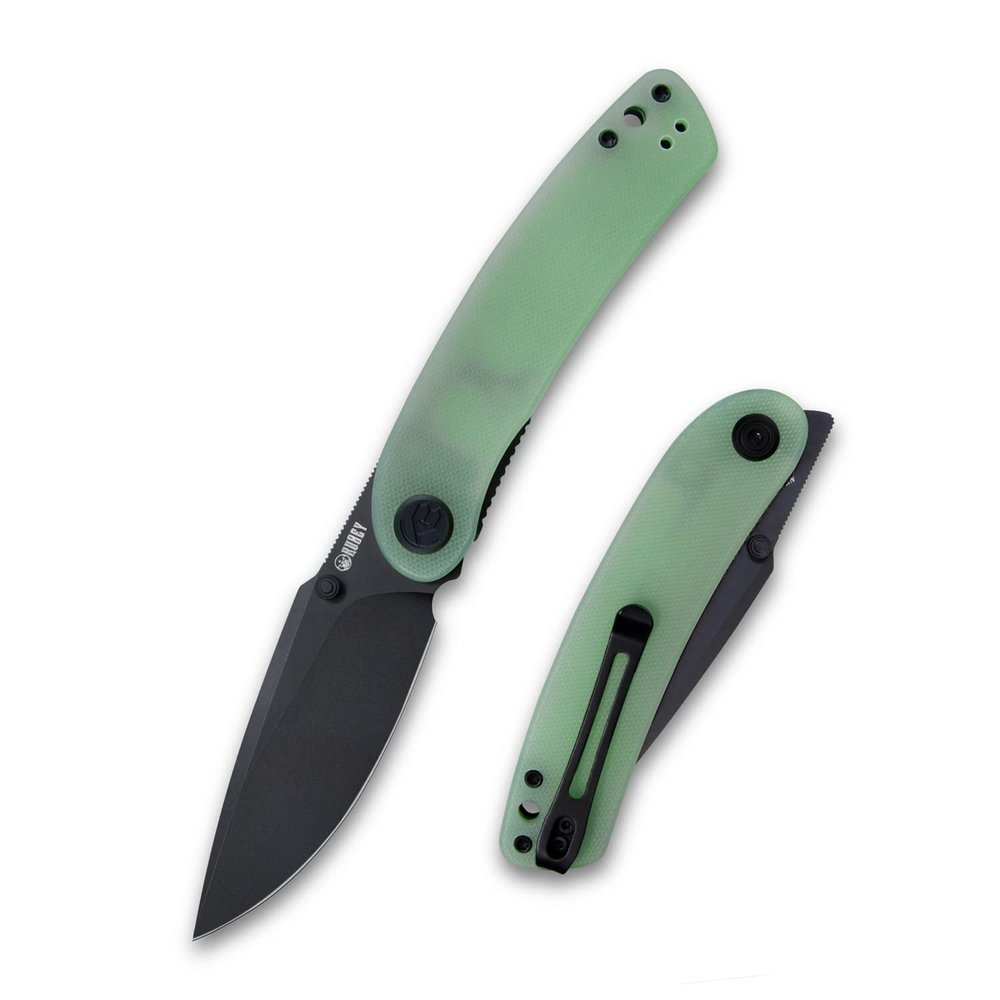 KUBEY Momentum KU344J Everyday Carry Pocket Knife, 3.43-Inch Drop Point Blade G10 Handles with Dual Thumb Studs and Reversible Clip for Outdoor Hunting Camping