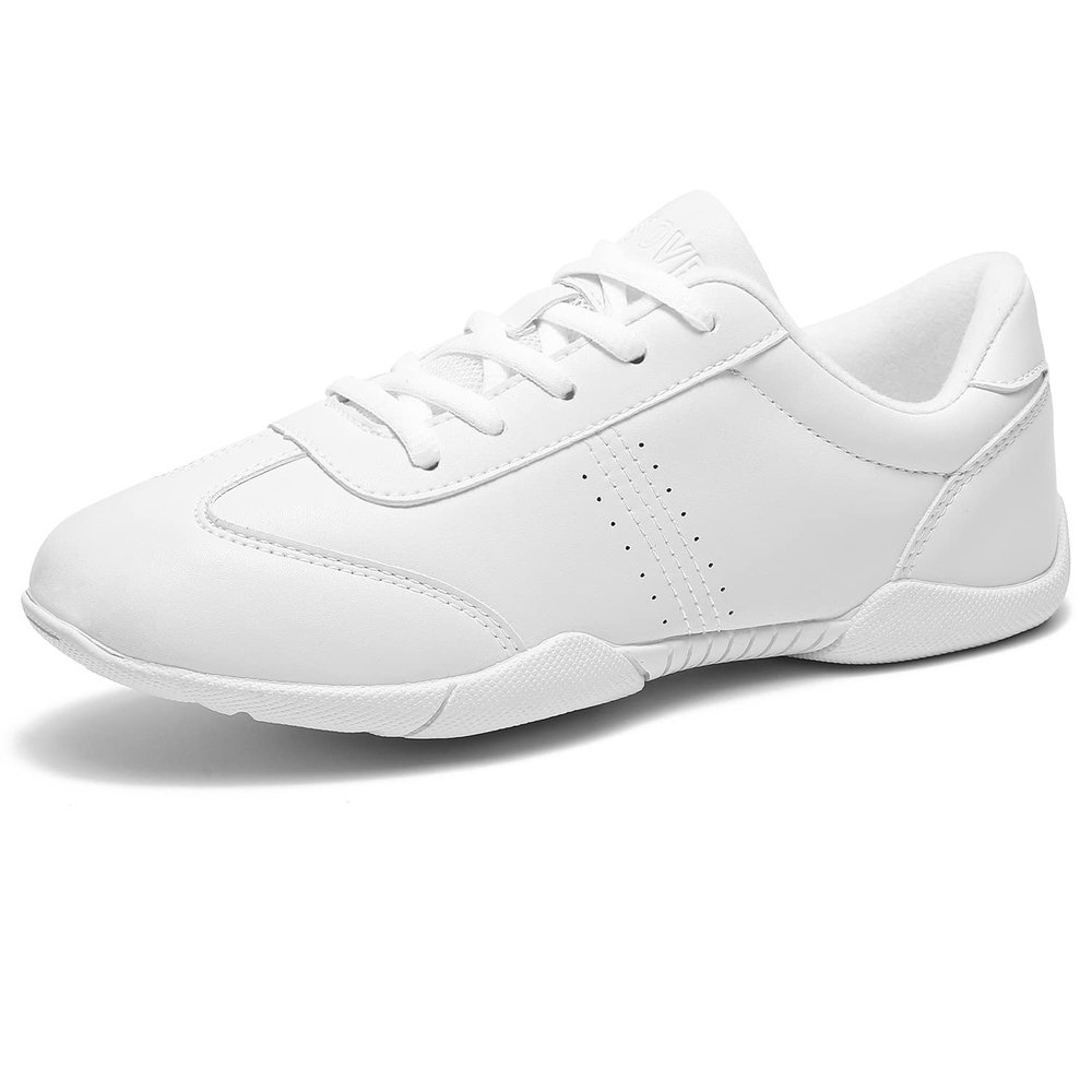 LANDHIKER Girls Cheer Shoes White Kids Cheer Sneakers Fashion Sports Training Athletic Comfortable Lightweight Breathable Tennis Shoes Flats Size