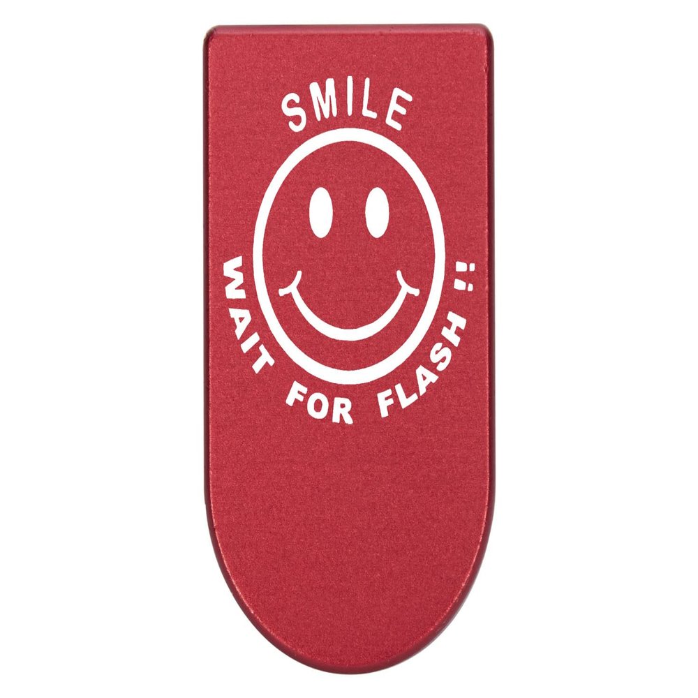 NDZ Performance Magazine Base Plate with Finger Extension for Springfield Hellcat 10 Round 9mm  Red Laser Engraved Aluminum  Smile Wait for Flash Smiley  USA Made