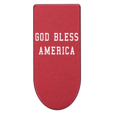 NDZ Performance Magazine Base Plate with Finger Extension for Springfield Hellcat 10 Round 9mm  Red Laser Engraved Aluminum  God Bless America Text  USA Made