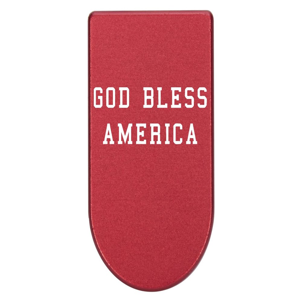 NDZ Performance Magazine Base Plate with Finger Extension for Springfield Hellcat 10 Round 9mm  Red Laser Engraved Aluminum  God Bless America Text  USA Made