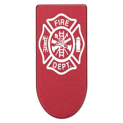 NDZ Performance Magazine Base Plate with Finger Extension for Springfield Hellcat 10 Round 9mm Red Laser Engraved Aluminum Fire Department Emblem USA Made