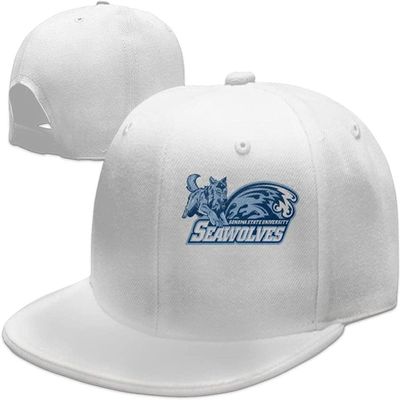 University Logo Baseball Caps Unisex Flat Brim Baseball Cap Hat White