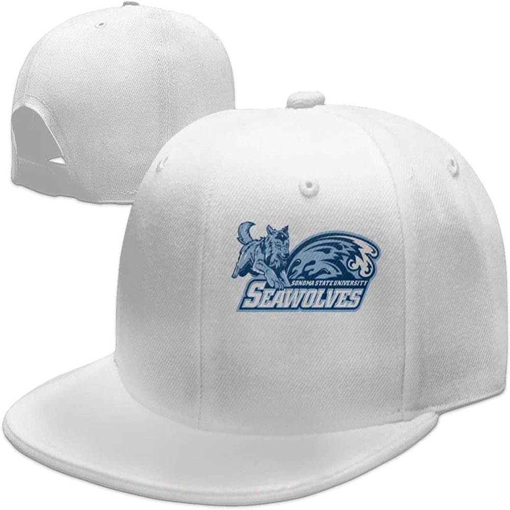University Logo Baseball Caps Unisex Flat Brim Baseball Cap Hat White