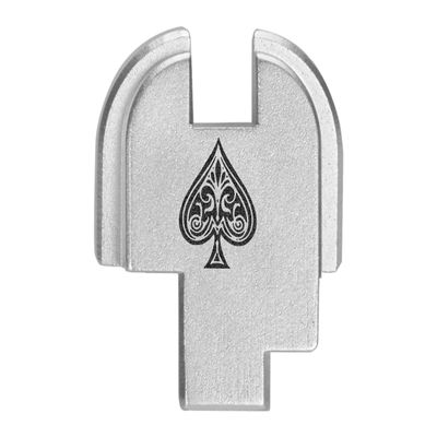 NDZ Performance Slide Cover Back Plate for Springfield Hellcat, Hellcat Pro & Comp  Silver Laser Engraved Anodized Aluminum  USA Made  Ace of Spades