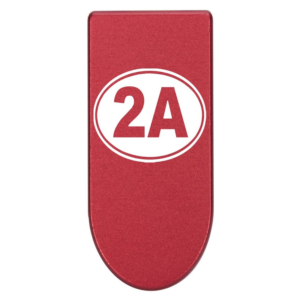 NDZ Performance Magazine Base Plate with Finger Extension for Springfield Hellcat 10 Round 9mm Red Laser Engraved Aluminum 2nd Second Amendment Emblem USA Made