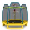 GYMAX Trampoline for Kids, 7FT Toddler Trampoline with Safety Enclosure Net & Seamless Spring Pad, Heavy Duty Small Indoor/Outdoor Trampoline for Boys, Girls Age 3+ (Yellow & Blue) view 1