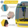 GYMAX Trampoline for Kids, 7FT Toddler Trampoline with Safety Enclosure Net & Seamless Spring Pad, Heavy Duty Small Indoor/Outdoor Trampoline for Boys, Girls Age 3+ (Yellow & Blue) view 2