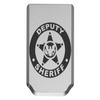 NDZ Performance Magazine Base Plate for Springfield Hellcat 10 Round 9mm Laser Engraved Anodized Aluminum in Silver - Deputy Sheriff Logo Eagle view 1