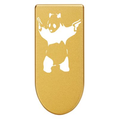NDZ Performance Magazine Base Plate with Finger Extension for Springfield Hellcat 10 Round 9mm Gold Laser Engraved Aluminum Panda with Guns Outline USA Made