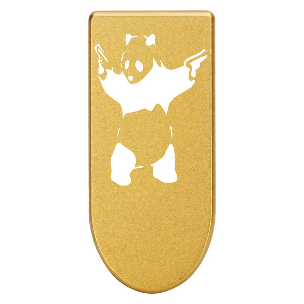 NDZ Performance Magazine Base Plate with Finger Extension for Springfield Hellcat 10 Round 9mm Gold Laser Engraved Aluminum Panda with Guns Outline USA Made