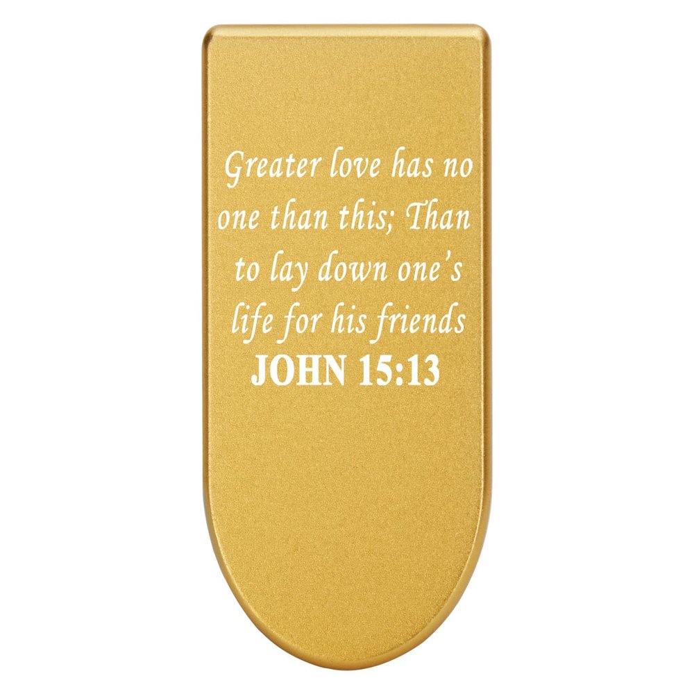 NDZ Performance Magazine Base Plate with Finger Extension for Springfield Hellcat 10 Round 9mm Gold Laser Engraved Aluminum Bible John 15:13 USA Made