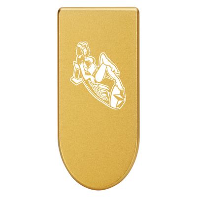 NDZ Performance Magazine Base Plate with Finger Extension for Springfield Hellcat 10 Round 9mm  Gold Laser Engraved Aluminum  Bomb Pinup Girl 1  USA Made